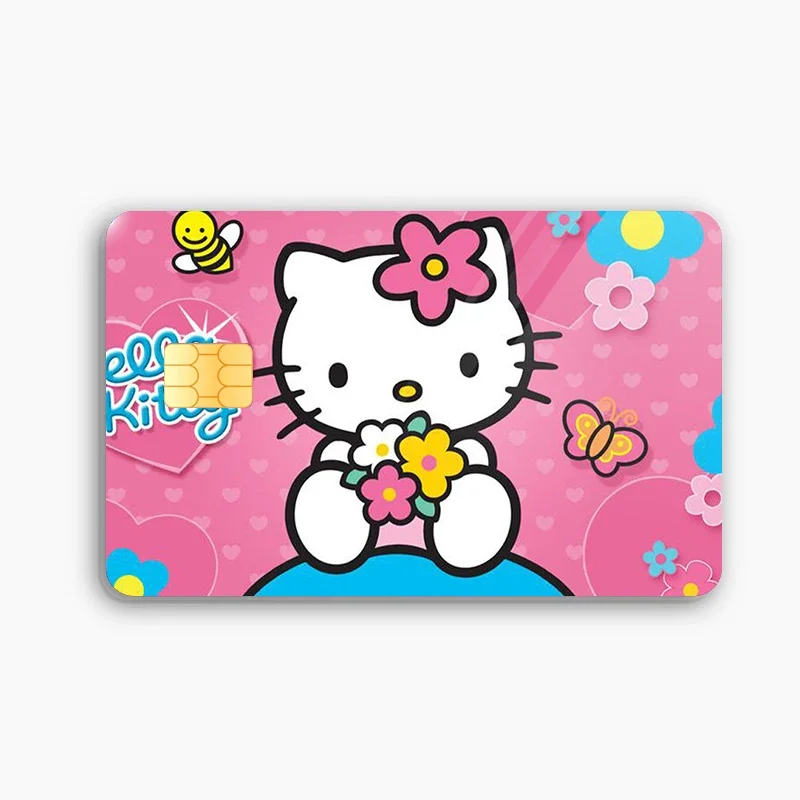 Nueva pegatina para tarjeta de crédito y débito de Hello Kittys, pegatina de póquer My Melody Kawaii, pegatinas impermeables de dibujos animados, pegatina de chip grande y pequeño