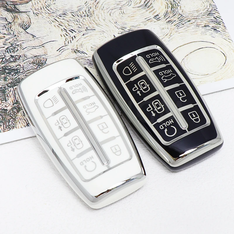 Premium TPU Car Key Case Cover with Keychain - 8-Button Protection and Style Accessory