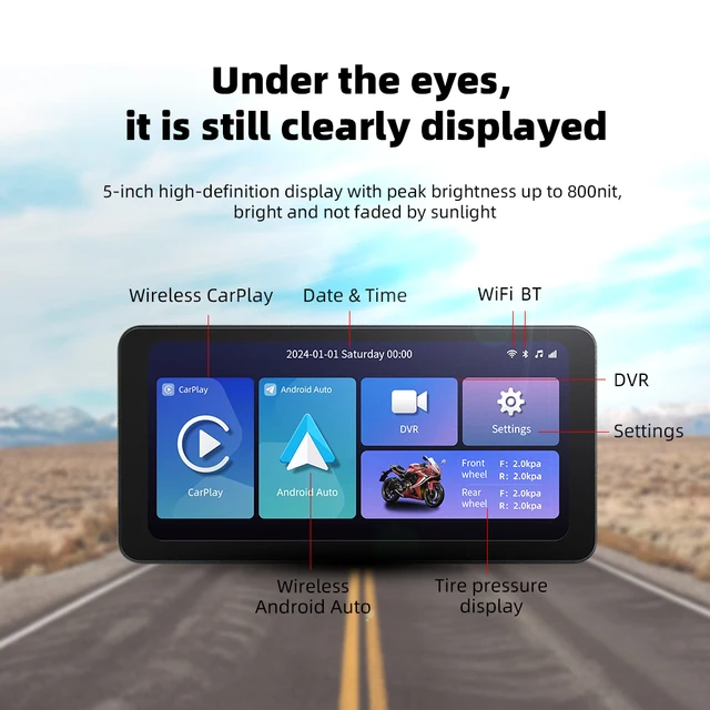 EKIY 6.3 inch IP67 Waterproof Motorcycle GPS Navigation Wireless Carplay Android Auto DVR Drive Recorder Moto Monitor WIFI - Image 6