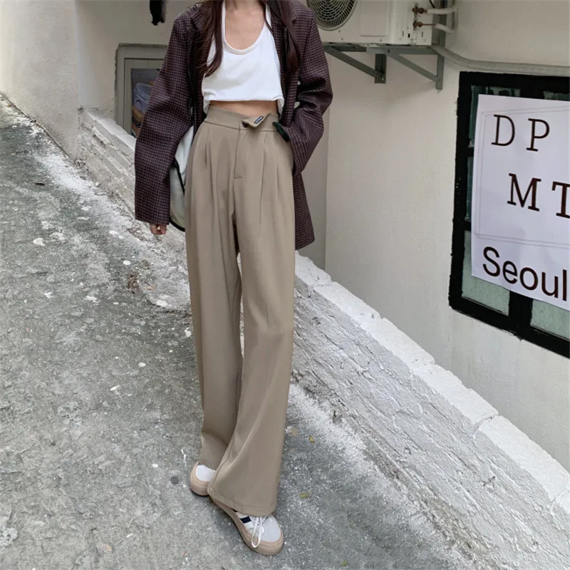 High Waist Casual Pants Women In Autumn And Winter American Style Versatile Straight Tube Suit Pants Loose Wide Leg Pants