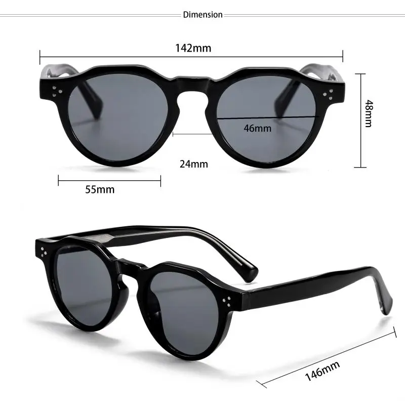 HBK Neue Runde Herrenmode Sonnenbrille Tempel Tipps Design Sonnenbrille Frauen Reise Party Business Festival Geschenk Brillen UV400 – Detail 2