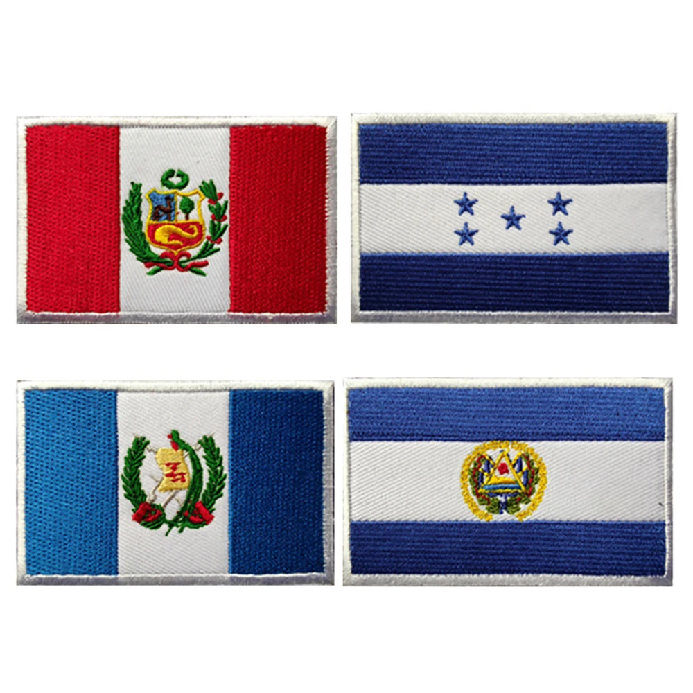 

American Flag Badge Peru Honduras Guatemala El Salvador Flag Embroidery Patch Hook and Loop Armband Clothes Backpack Applique