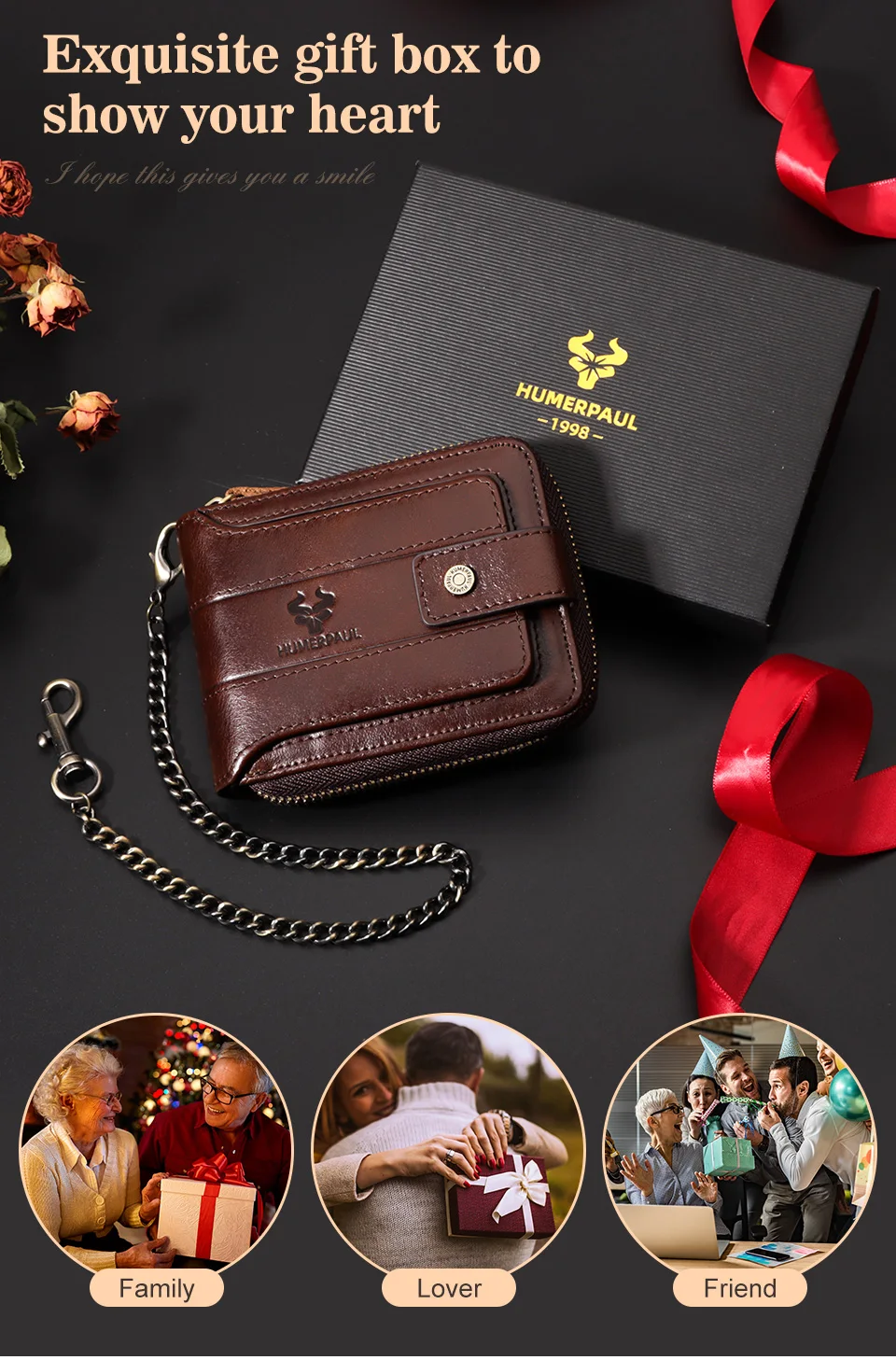 Real Natural Cow Leather Men Wallet RFID Multi-card Large Capacity Credit Card Holder Purse Casual Zip Storage Coin Pocket Bag