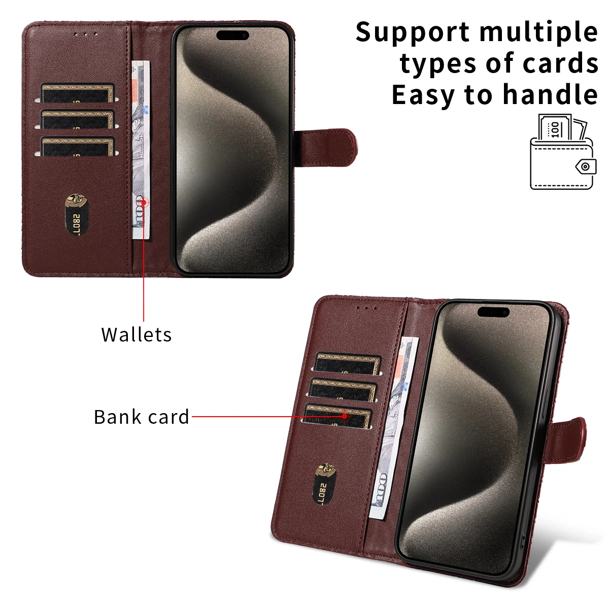 Woven Shockproof PU Leather Phone Case with Stand Cover