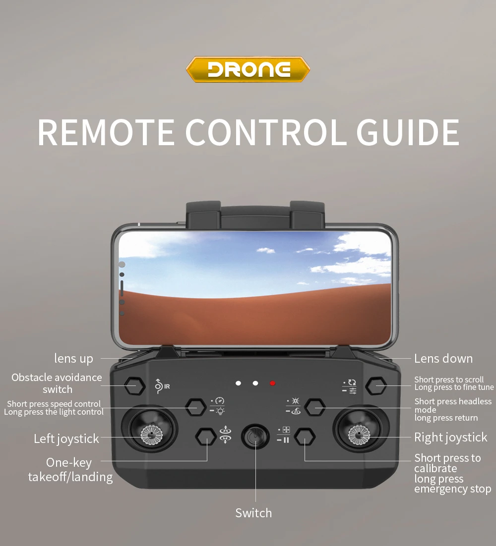 KF610 Drone, dronc remote control guide lens up lens down obstacle avoidance short