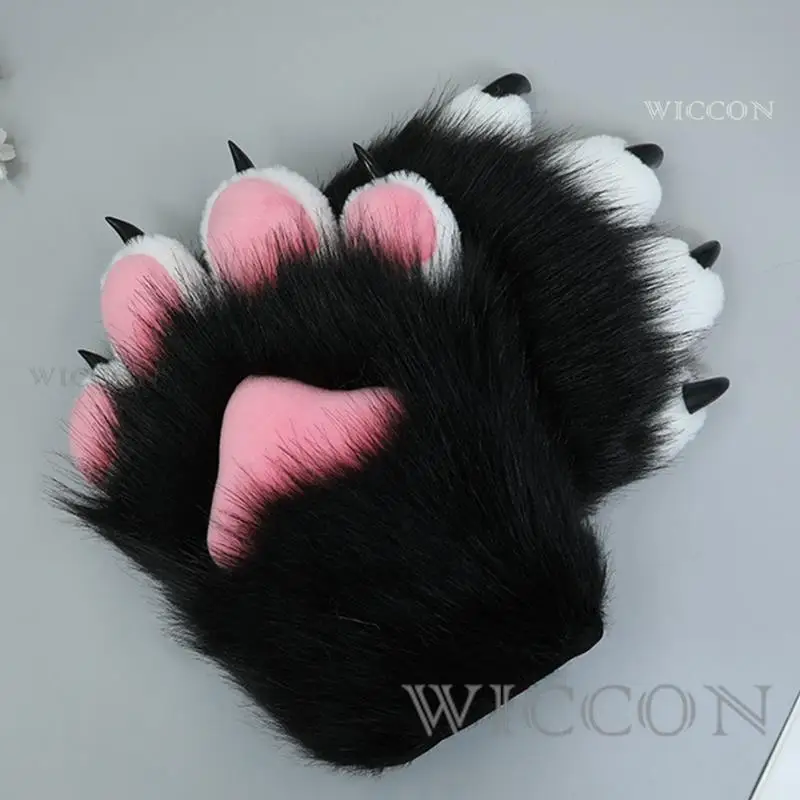 

2Pcs Cartoon Plush Cat Cosplay Costume Nails Claws Gloves Furry Hand Fursuit Animal Claw Gloves Mittens for Story Telling