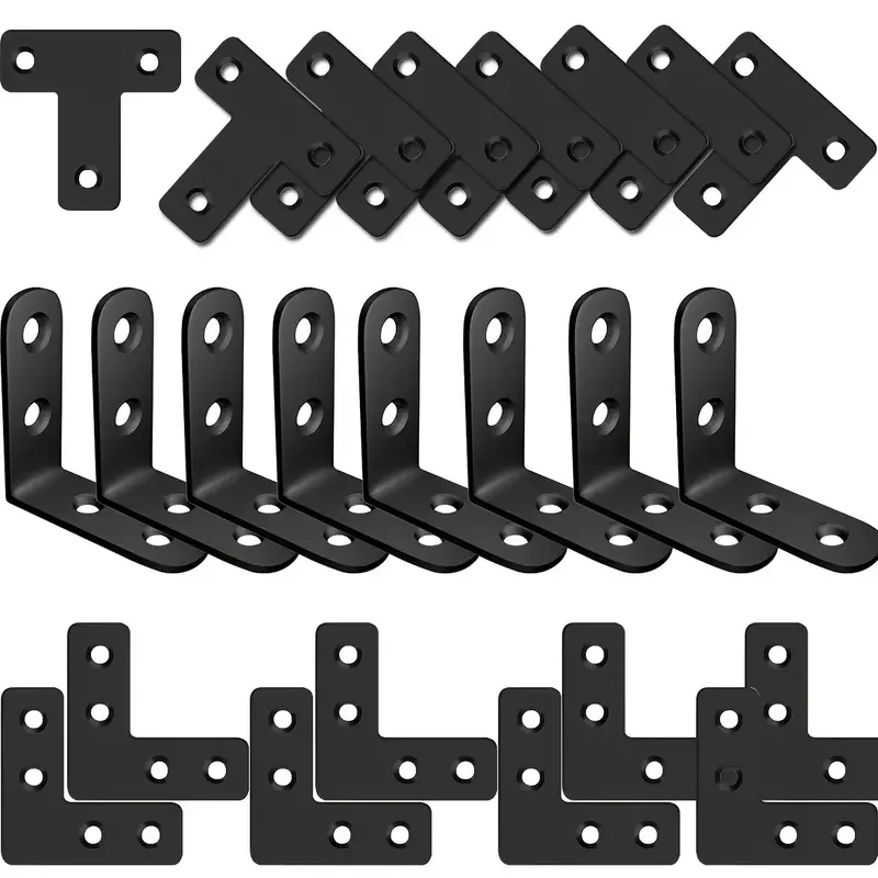 12 Sets Angle Connector Stainless Steel Corner Code Right Angle L-shaped Furniture Connection