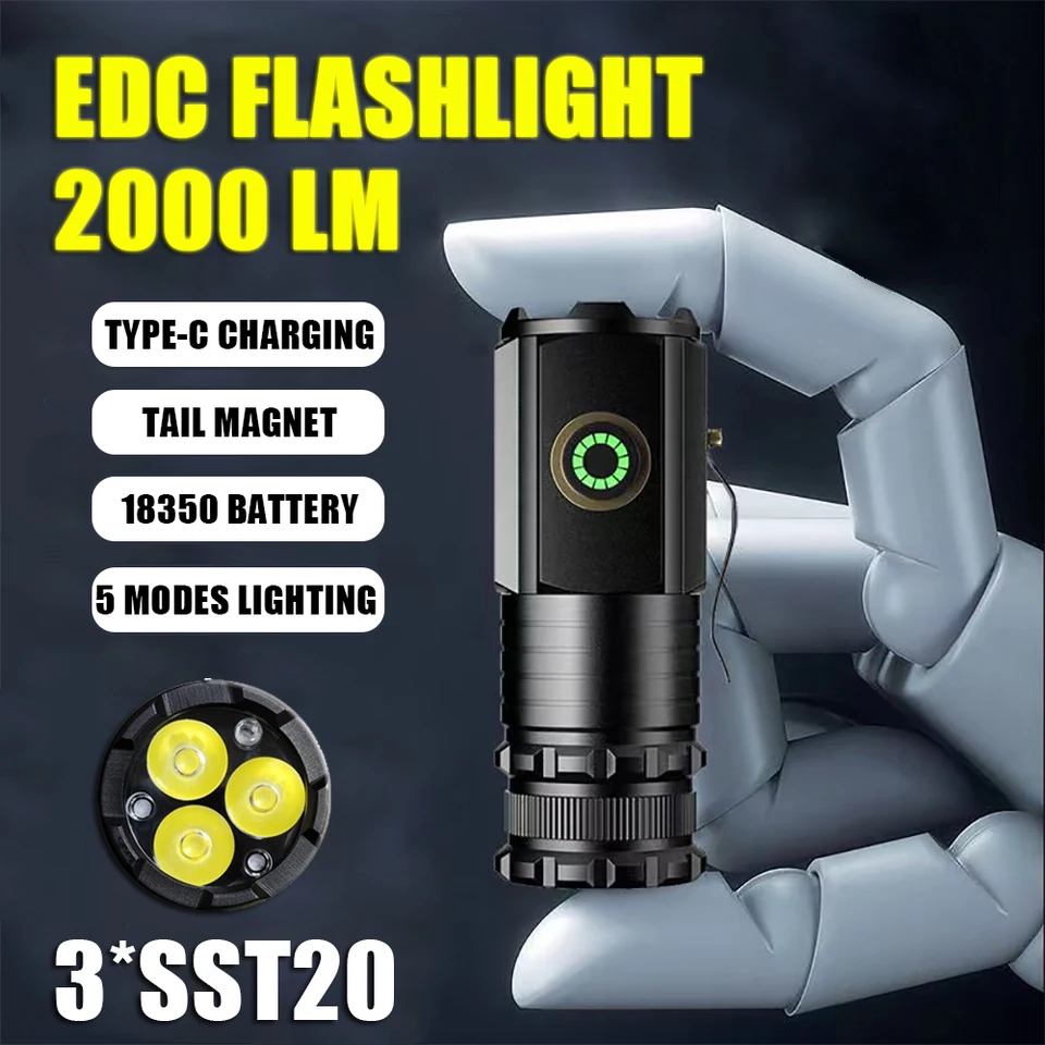 MVIOCS Confezione da 20 torce a LED, luminose, 2000 l, mini torcia