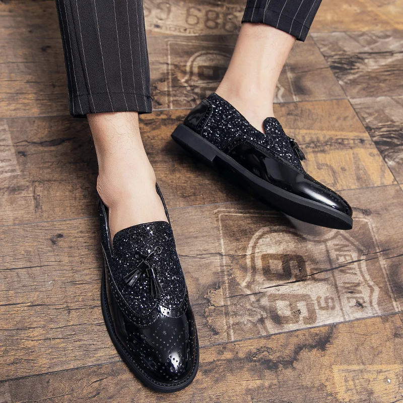 Luxury Brand High Quality Gold Tassel Loafers Shoes Men Soft Comfortable Mens Wedding Thick Sole Casual Shoes Men\'s Brogue Shoes