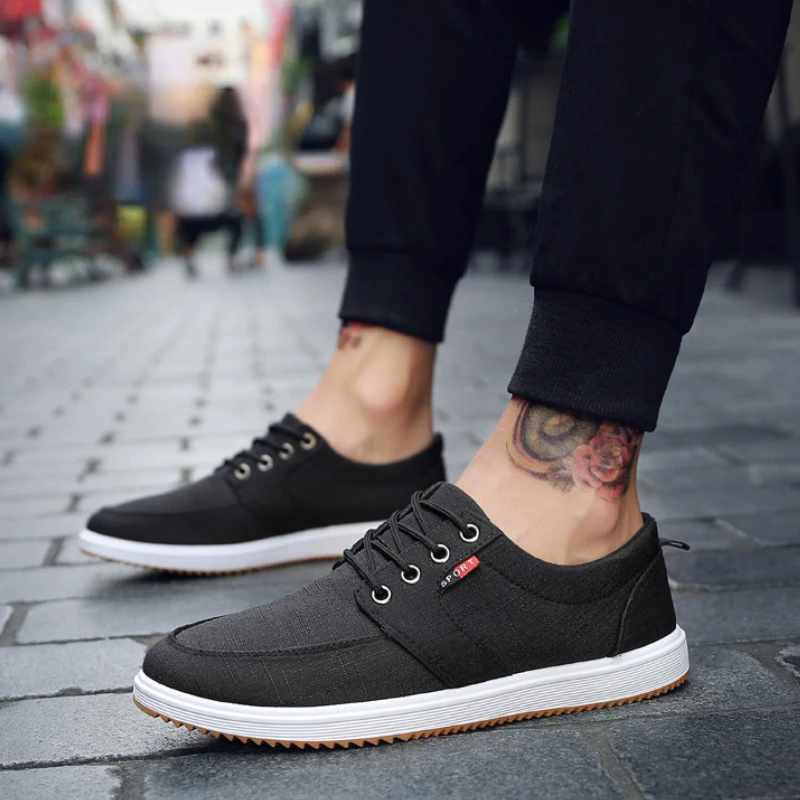 

Classic Men Canvas Shoes 2024 New Breathable Men Casual Shoes Comfortable Lace Up Loafers Fashion Anti-Slip Vulcanize Shoes Male