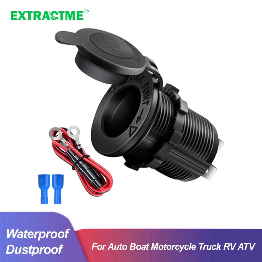Extractme Car Cigarette Lighter Socket 12/24V Waterproof Plug Power