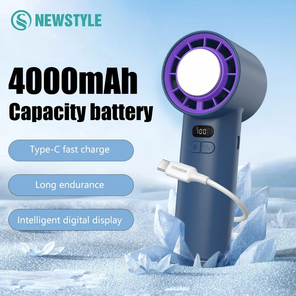 Newstyle Handheld Mini Turbo Fan 100 Wind Speeds Adjustable 4000mAh Batteries Cold Compress Mini Personal Fan USB Charging