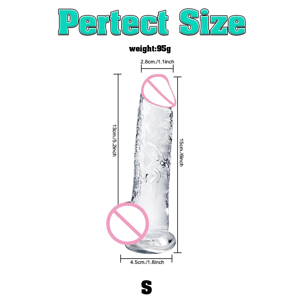 Soft Jelly Dildo Different Sizes Transparent Realistic Fake Dick Penis with Suction Cup G Spot Vagina Massage Sex Toy for Women