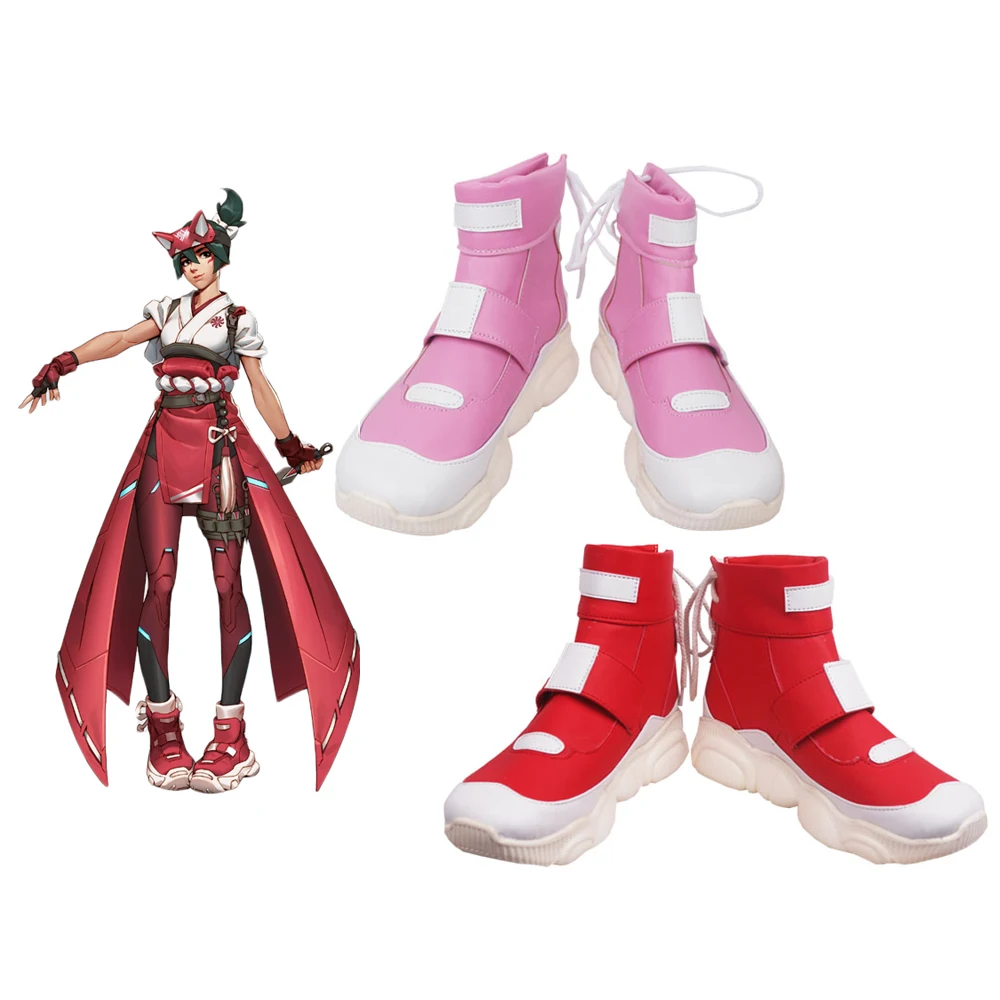 

Overwatchs2 OW Kiriko Cosplay Shoes Pink And Red Version Boots Custom Made