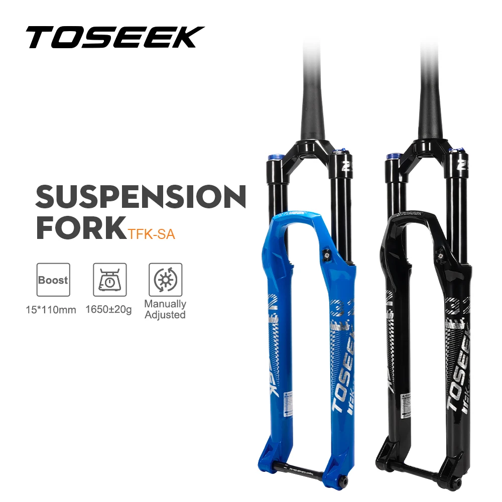 TOSEEK TFK-SA Thru Axle Magnesium Alloy MTB Bicycle Fork 27.5 29er Inch Mountain Bike RL120mm Air Suspension Fork