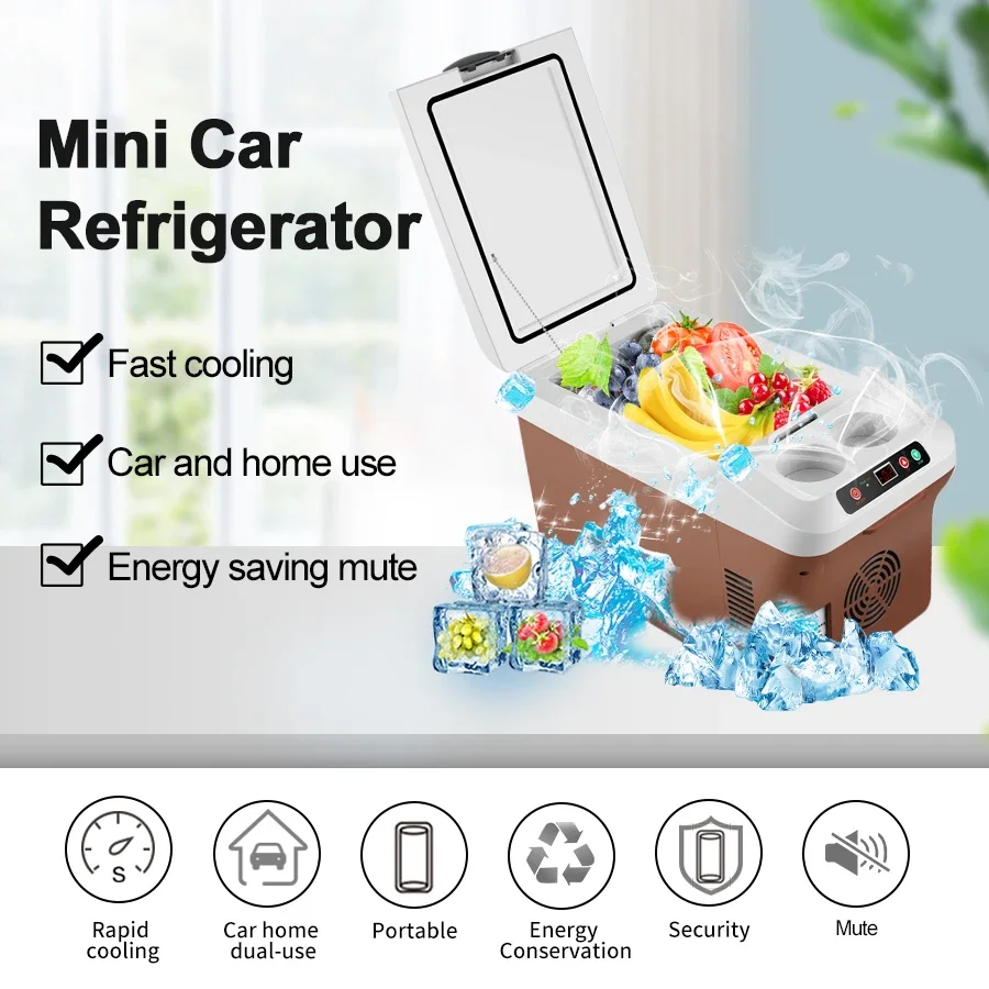 15L Car Mini Fridge Portable Dual-used Electric Cooler Refrigerator 12V 24V 220V Cool Ice box Freezer For Outdoor Travel Camping