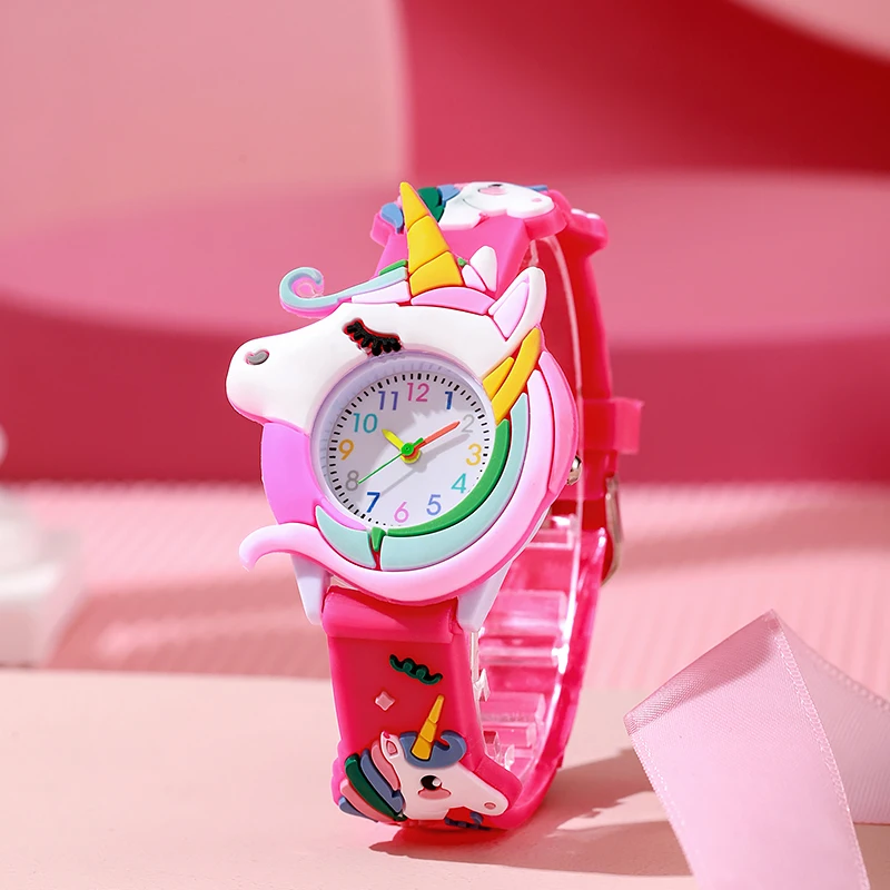 New Fashion Casual Cartoon Children Silicone Watch Women Watches Love Unicorn Watch Saturn Rainbow Meteor Girl Quartz Wristwatch 5