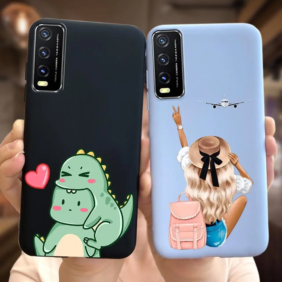 جراب هاتف فاخر على شكل زهرة لهاتف Vivo Y20 غطاء حم...