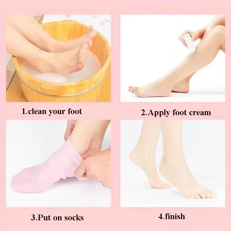 Silicone Protective Skin Care Exfoliation Waterproof Anti-crack Moisturizing Elastic Socks Foot Covers Winter plantar Care