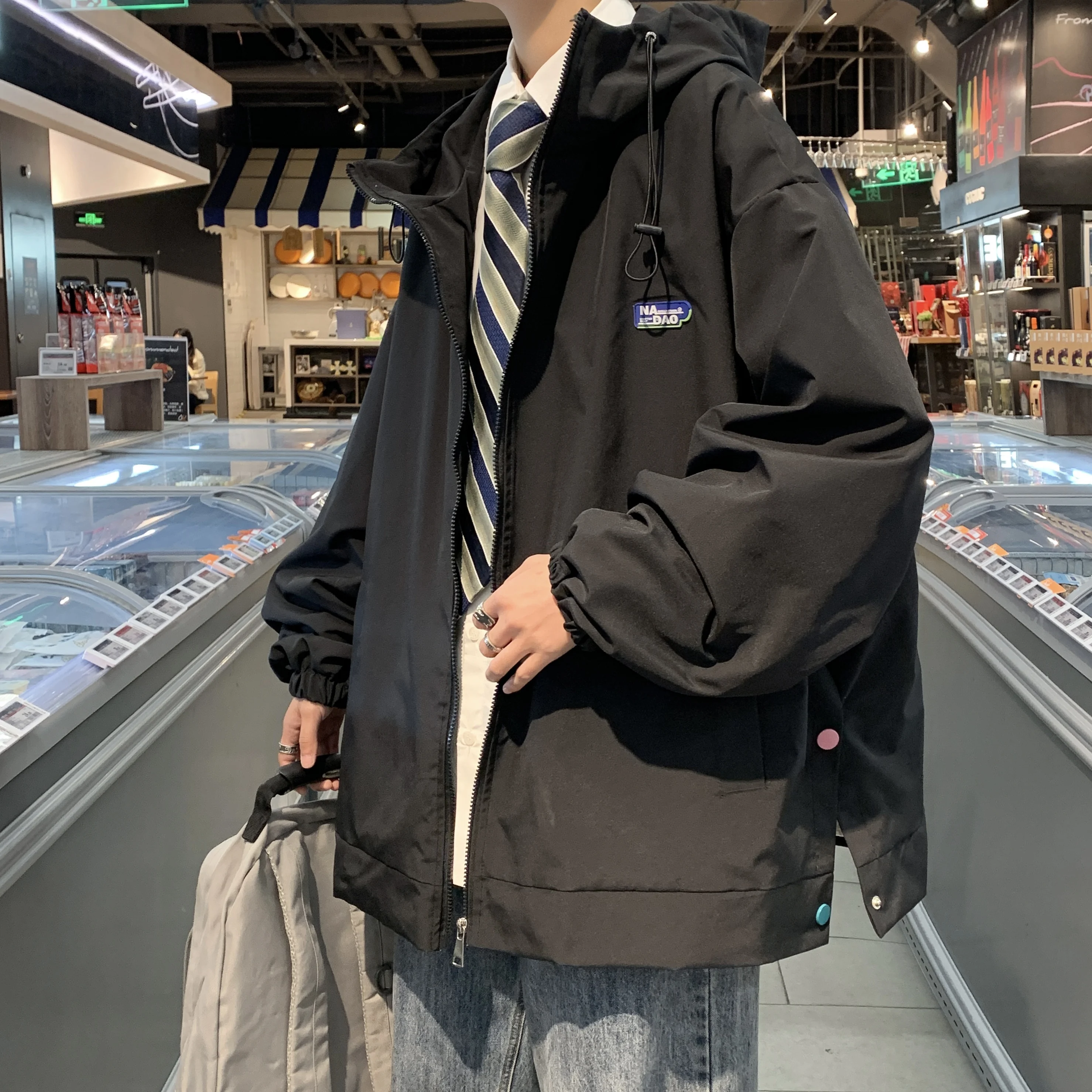 

2022 Men's Spring New Klein Blue Casual Slit Hooded Jacket