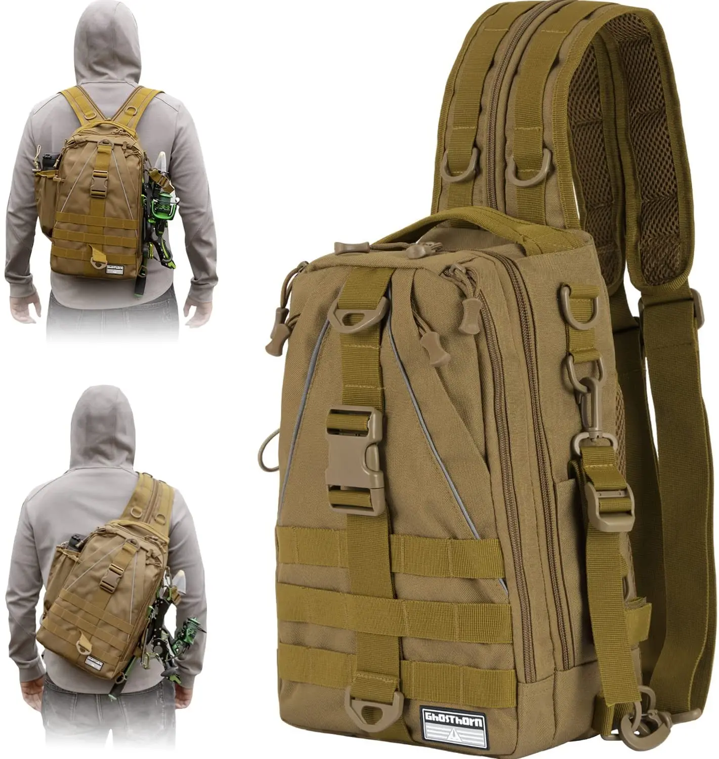 

Fishing Bag Outdoor Mountaineering Backpack Multi-Functional Single-Shoulder Tactical Backpack Camouflage Sports Chest Bag