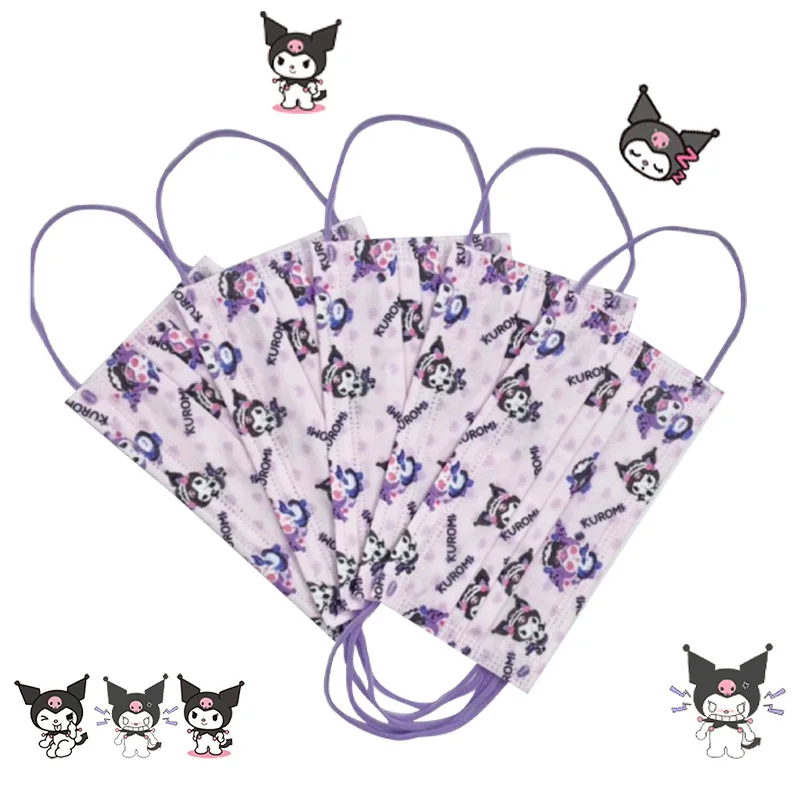 50 шт. 3-слойная маска для лица Kuromi Kitty Cinnamoroll MyMelody Sanrio мультяшная одноразовая