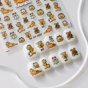 어린이 인기 3D 귀여운 네일 스티커, 미국 만화 고양이 사랑스러운 자체 접착 데코 데칼, 2023 매니큐어 용품