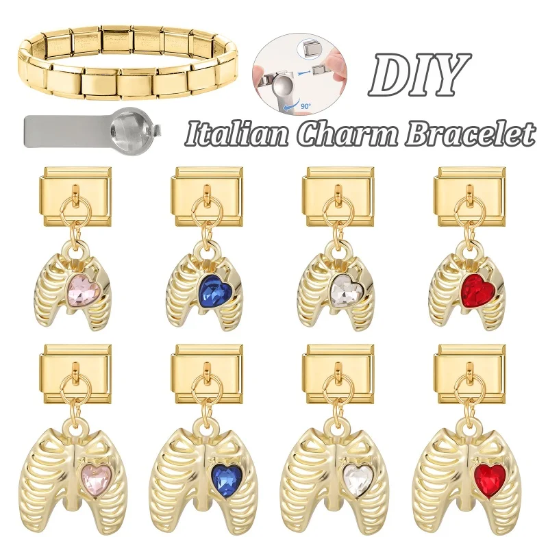 Creative Heart link bracelet Stainless steel Women DIY