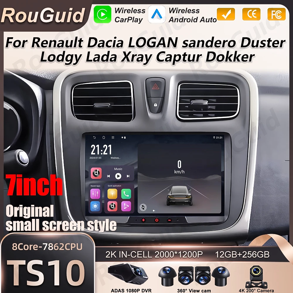 Radio para Auto con Carplay para Renault Dacia LOGAN Sandero Duster Lodgy Lada Xray Captur Dokker, Reproductor Multimedia para Auto, GPS, DSP, Autoradio 1