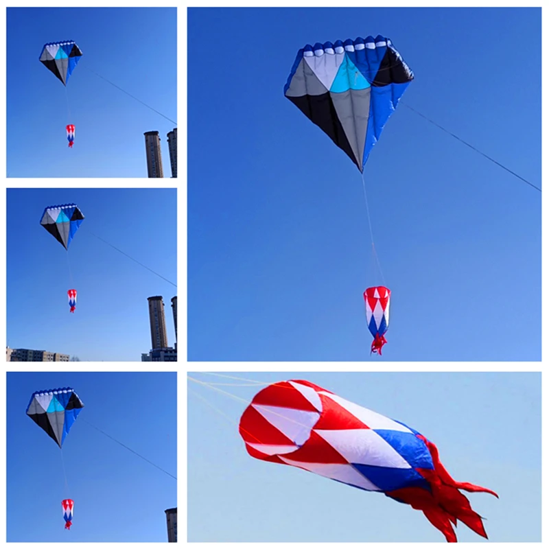 

free shipping 300cm blue diamond kite flying large soft kite outdoor play 3d kite windsocks walk in sky kites big wind kite fun