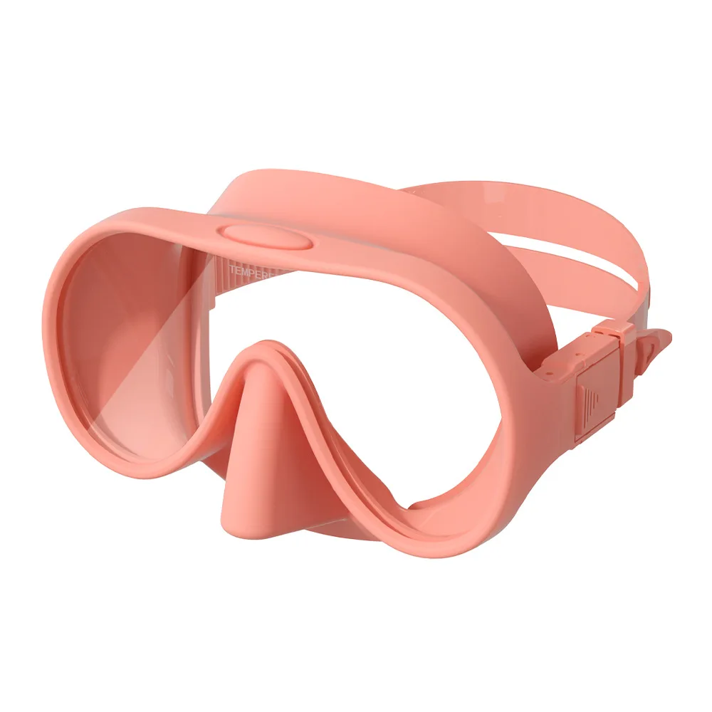 Low-capacity rimless diving glasses for adults-Liquid silicone mask-Anti-fog tempered glass snorkeling mirror