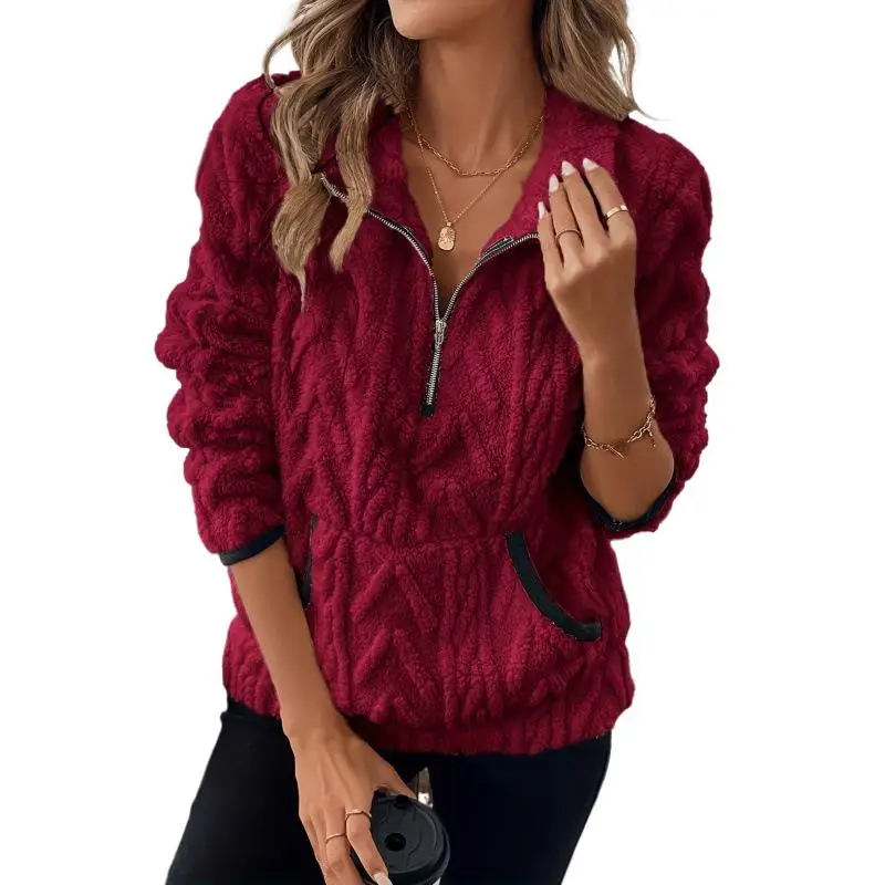 Autumn Oversized Fleece Sweatshirt Half Zip Long Sleeve Pullover