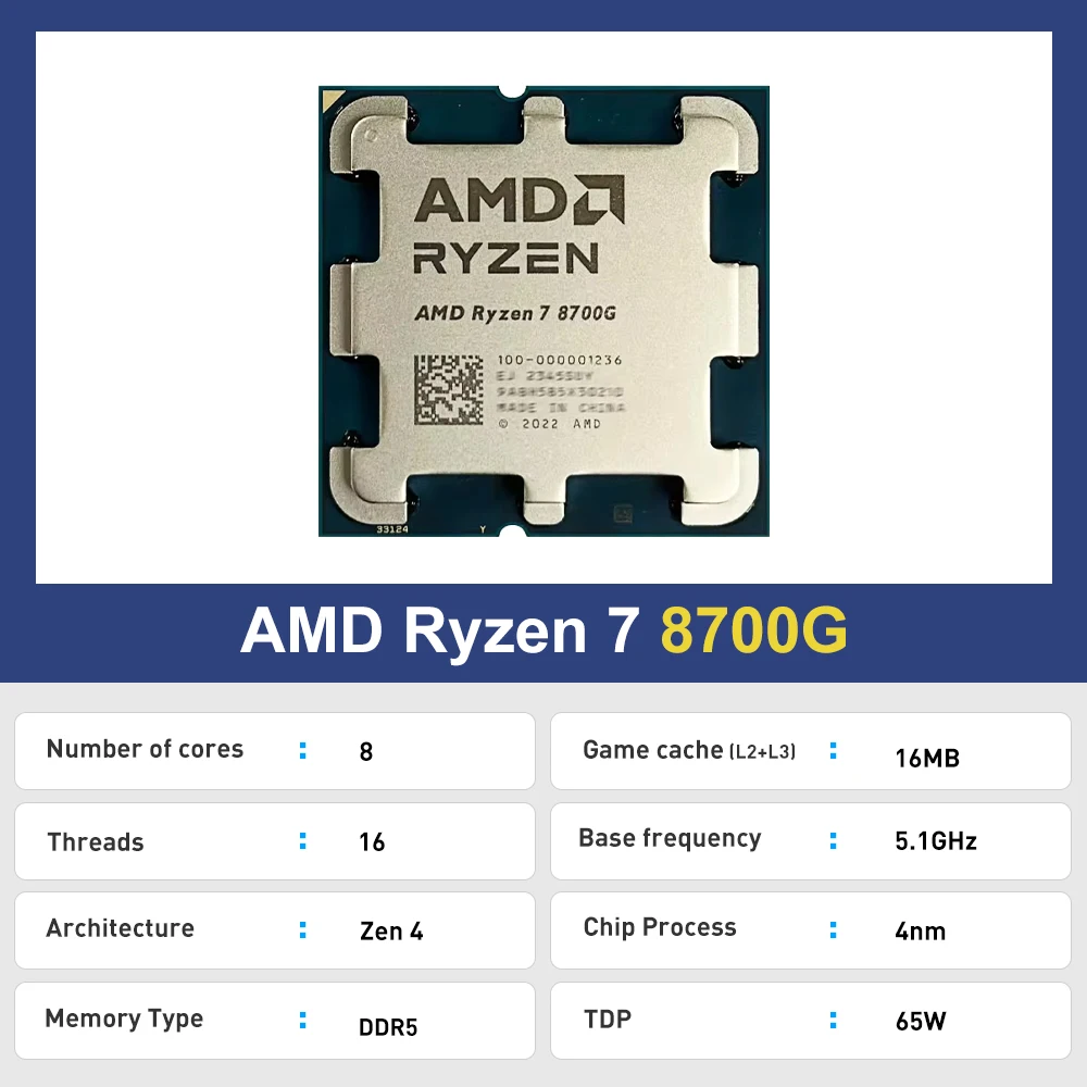 AMD Ryzen 7 8700G Nowy R7 8700G 8-rdzeniowy 16-wątkowy