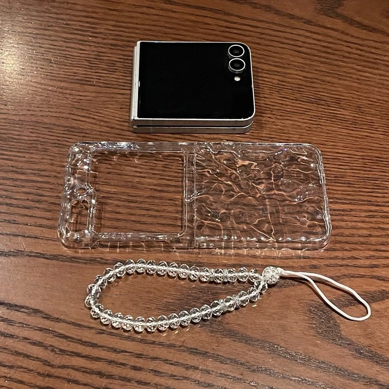Luxury Water Ripple Clear Soft TPU Case with Bead Bracelet Accents