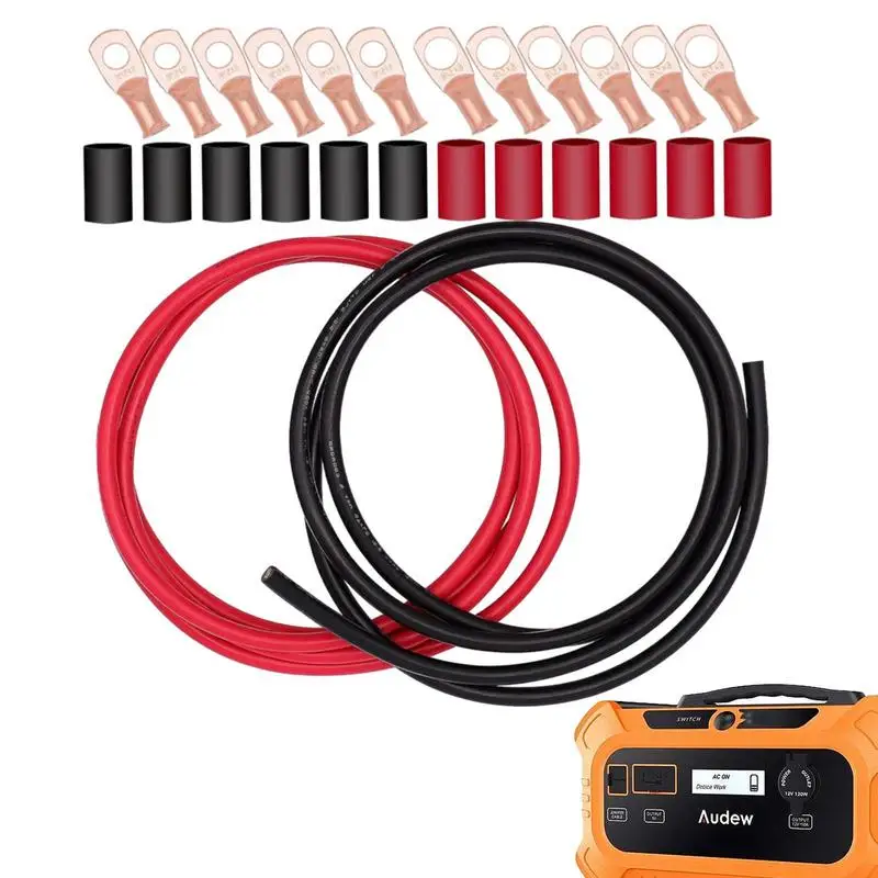 

Battery Cable Wire Positive & Negative Battery Wire Inverter Wire Set Copper Power Lines Heat Shrink Tubing Kit Power Cable 6Awg