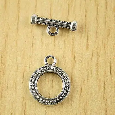 

6sets 19.2*mm 15.3mm bar:17.8mm Tibetan silver round toggle clasps h2871