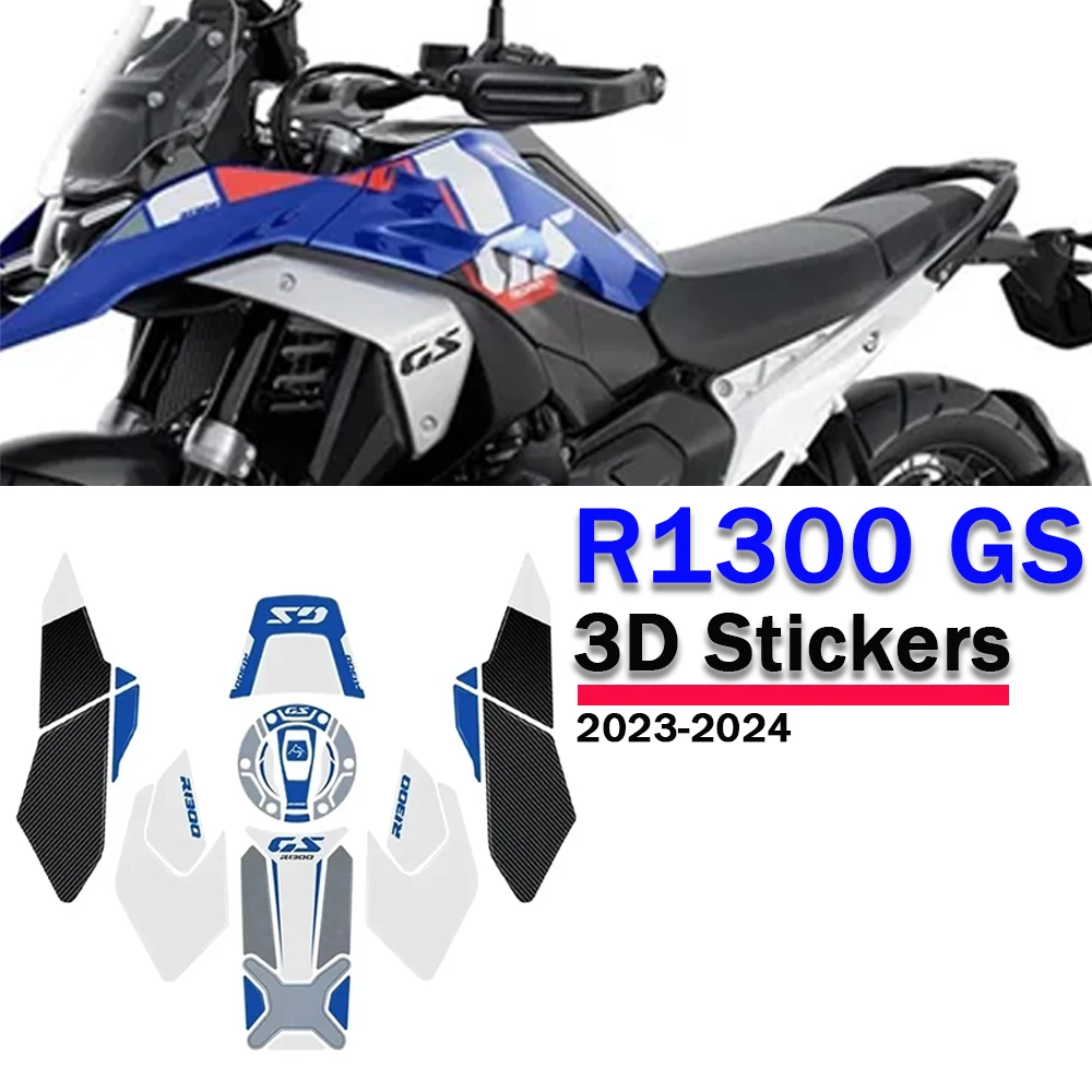 

For BMW R 1300GS Light White Motorcycle Tank pad Decals R1300 GS R 1300 GS 2023-2024 3D Epoxy Resin Stickers Protection Kits