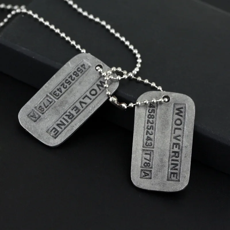 Necklace Pendant Movie Military Card Necklace Wolf Claws Wolverine 45825243 T78 A Dog Tag Cosplay Props For Men Fans