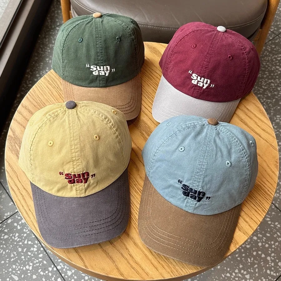 Small Niche Color Blocking Design Duckbill Cap Fashion Korean Outdoor Retro Sports Hat Soft Top Baseball Cap for Men Women
