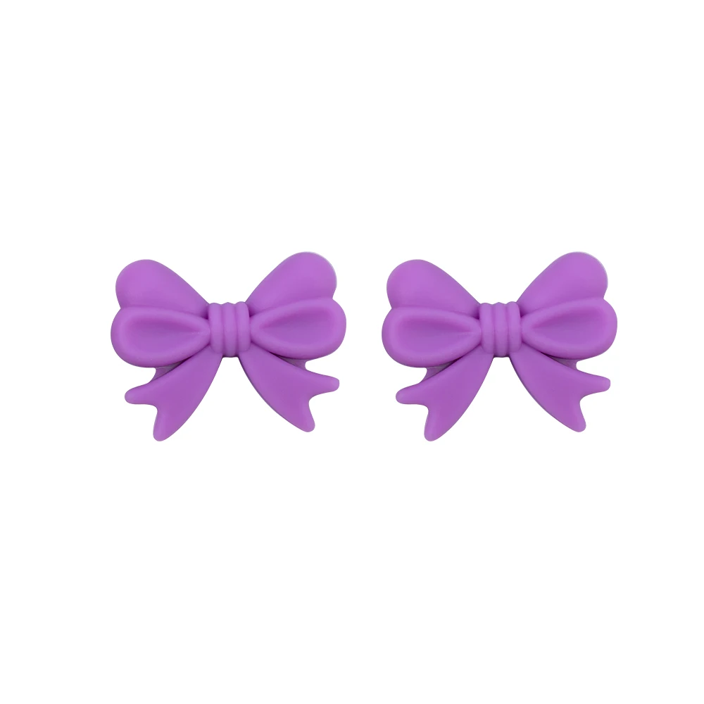 Sunrony Bowknot Silicone Beads Set for DIY Jewelry and Accessories - Pack of 10