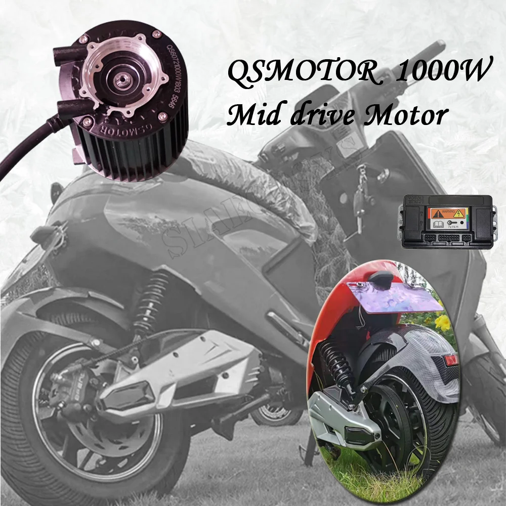 QS90 1000W 72V 55KPH Mid Drive Motor Kits with EM50-4 Controller Belt/ 428 Sprocket Adapter Type For Electric Scooter