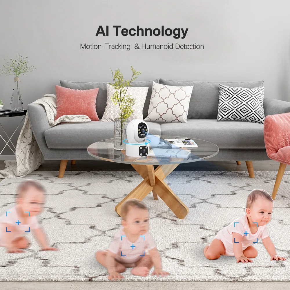Srihome SH049 4MP WiFi Camera with Dual Screens 600K Light Baby Monitor Night Vision PTZ Security IP Cam CCTV Surveillance wireless baby monitor video baby monitor