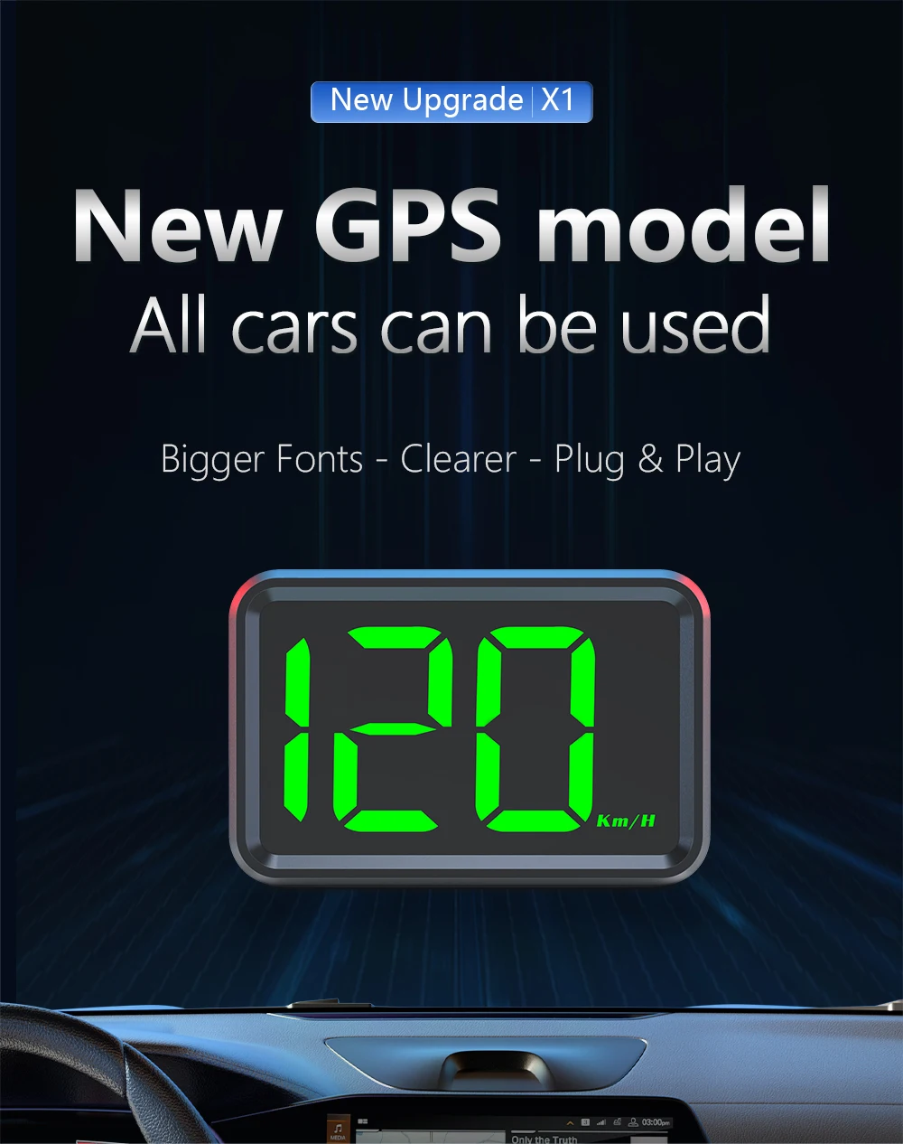 Shop Generic Smart GPS Speedometer Car HUD KMH Digital HUD Digital