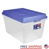 72 Quart Clear Plastic Storage Bin Stackable with Lid for Magazine Newspaper Organizer Garage Home
