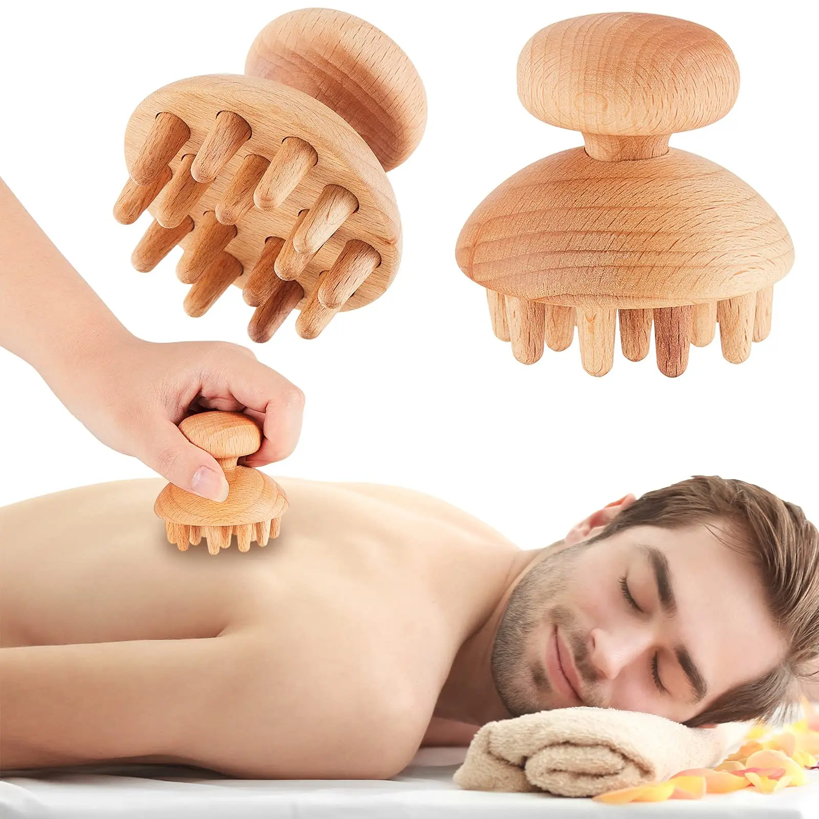 

Mushroom Wooden Therapy Massage Tools Maderoterapia Full Body Wood Massager Portable For Neck Back Pain Relief