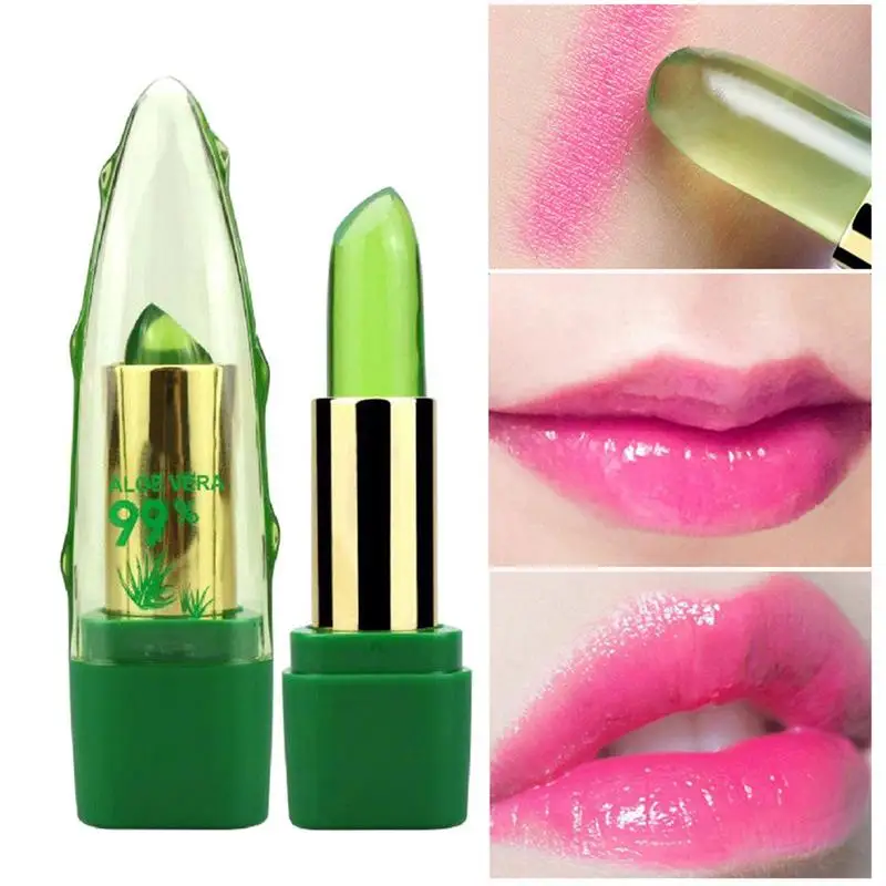 

Sdotter Color Changing Lipstick Moisturizing Aloe Lip Balm Long-lasting Green Magic PH Color Change Jelly Lip Gloss Tinted Lip M