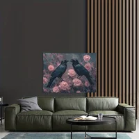 พรมลายอีกาและดอกกุหลาบที่หรูหรา - เหมาะสำหรับห้องนั่งเล่น ห้องนอน ตกแต่งสำนักงาน |   ของขวัญสร้างสรรค์ในอุดมคติ เหมาะสำหรับทุกโอกาส สวยงาม 3