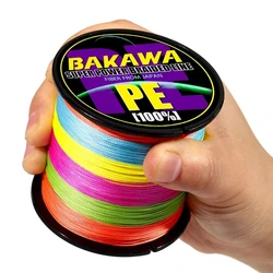 Premium BAKAWA 4 - Strand Braided Fishing Line - Abrasion Resistant Multifilament Carp Wire - 1000M 0.5mm 85LB (Multicolour)