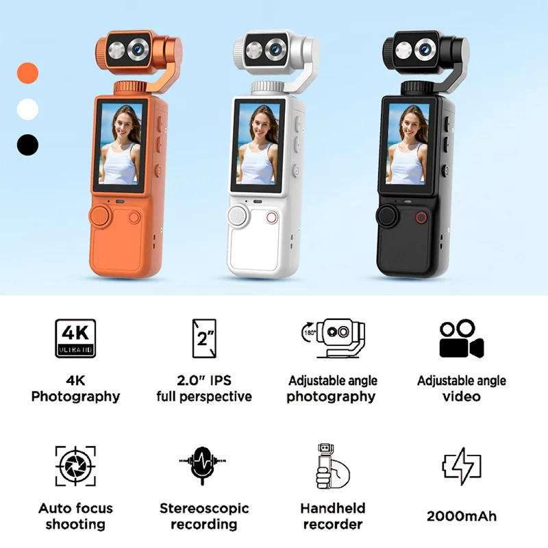 Telecamera indossabile OnePlus 4K HD Wifi, da tenere in mano, ideale per viaggi, ciclismo, ciclismo e vlogging. Mini videocamera sportiva per moto._voghion.com