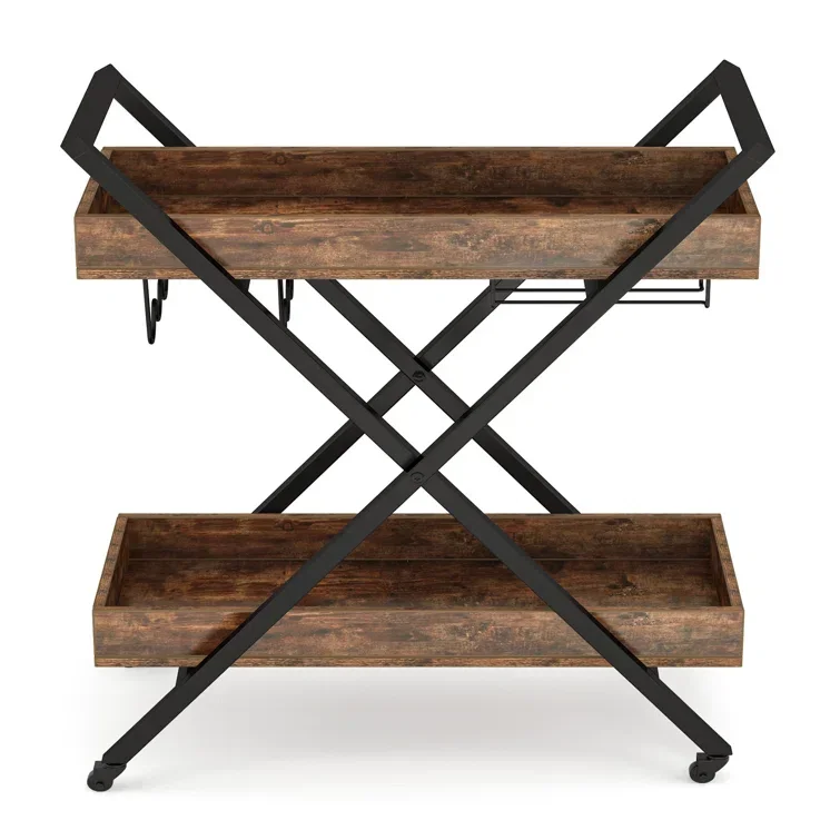Multi functional service cart with retro style industrial style bar cart